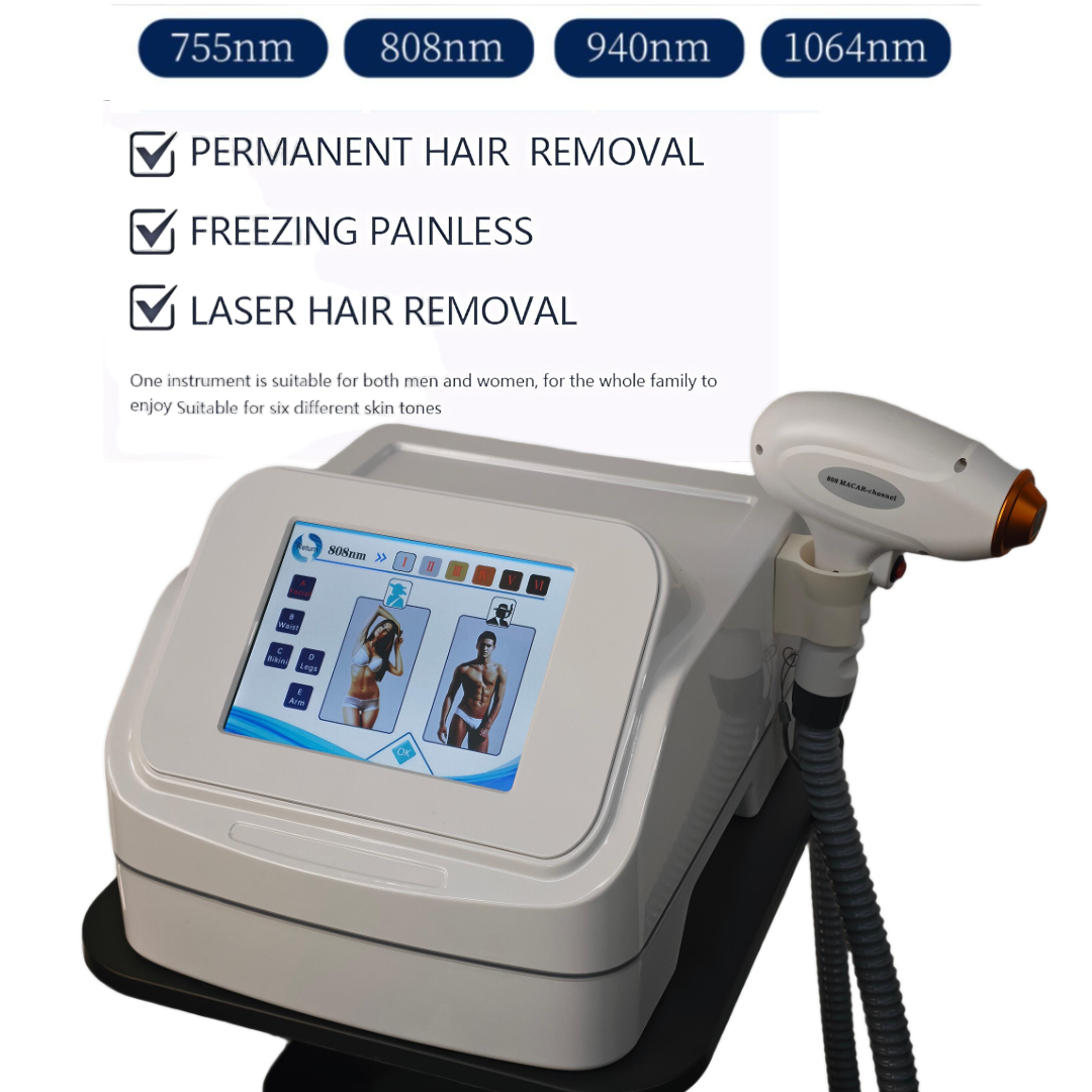 Industrial Laser Hair Removal Machine - Professionelles Diodenlaser-Haarentfernungsgerät 4 Wellenlängen 755/808/940/1064nm –
