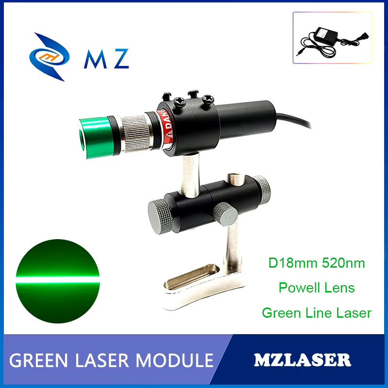 Industrial Laser Diode - Powell Lens Green Line Laserdiodenmodul, einstellbarer